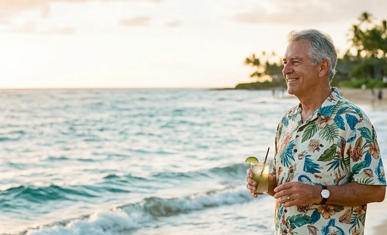 Senior enjoying on the beach