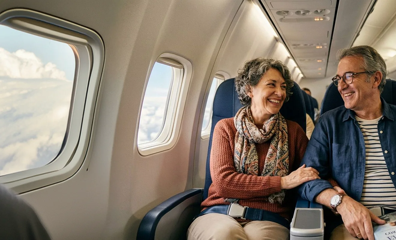 Seniors at airplane